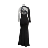 Women's One Sleeve S-XL Fashion Designer Backless Dresses (Long)-Women's Fashion Designer Dresses-International Women's Clothing