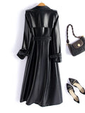 Women's Orange Designer 2-7XL Leather Trench Coats (Plus Size)-Women's Fashion Designer Jackets-Women&#x27;s fashion designer plus size clothes