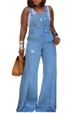 Women's Overalls Fashion Designer Denim Wide Leg Pants (Plus Size)