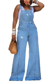 Women's Overalls Fashion Designer Denim Wide Leg Pants (Plus Size)