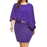 Women's Overlay Asymmetric 2-5XL Fashion Designer Short Dresses (Plus Size)-Women's Fashion Designer Plus Size Dresses-PURPLE-Women&#x27;s fashion designer plus size clothes