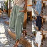 Women's Pantalons Drawstring Loose Fashion Designer Linen Pants-Women's Fashion Designer Plus Size Leggings / Pants