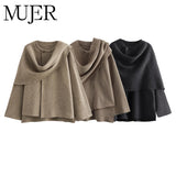 Women's Parkas S-L Asymmetric Scarf Tops Fashion Designer Jackets
