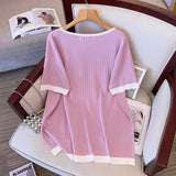 Women's Patchwork V-Neck 5-10XL Blouse Fashion Designer T-Shirts (Plus Size)-Women's Tops Fashion Designer Plus Size T-Shirts / Blouses
