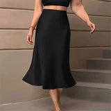Women's Pencil Ruched Satin Fashion Designer Skirts (Midi)-Women's Fashion Designer Skirts