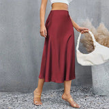 Women's Pencil Ruched Satin Fashion Designer Skirts (Midi)-Women's Fashion Designer Skirts