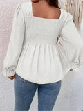 Women's Peplum 1-5XL Fashion Designer Ruffled Long-Sleeve Tops (Plus Size)