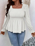 Women's Peplum 1-5XL Fashion Designer Ruffled Long-Sleeve Tops (Plus Size)-Women's Fashion Designer Long-Sleeve Tops
