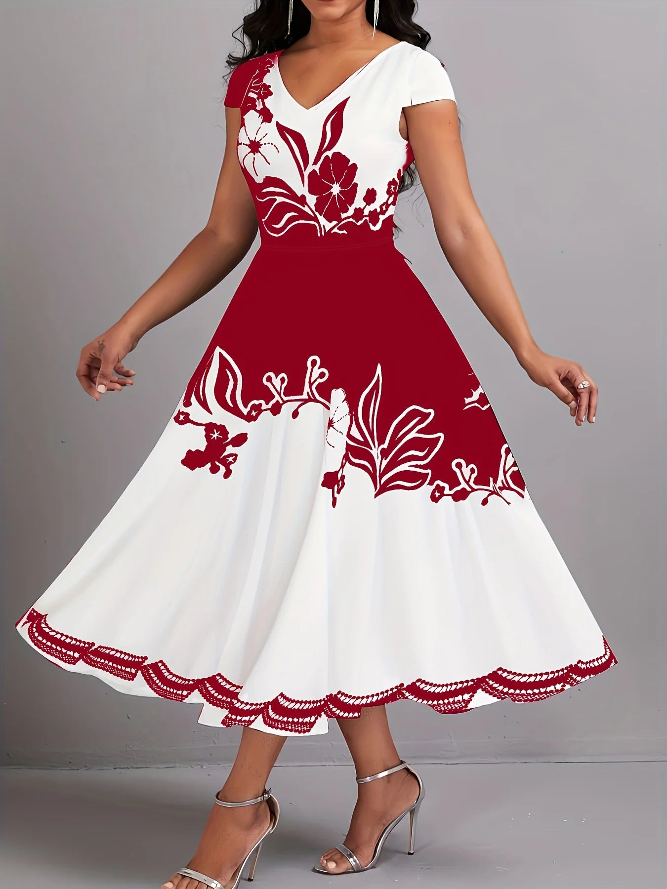 Women's Peplum Floral L-5XL Fashion Designer Long Dresses (Plus Size) International Women's Clothing Women's Peplum Floral L-5XL Fashion Designer Long Dresses (Plus Size) International Women's Clothing