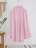 Women's Pink 1-5XL Fashion Designer Blouse Long-Sleeve Tops (Plus Size)