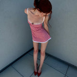 Women's Plaid Corset Fashion Designer Backless S-L Dresses (Short)