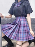 Women's Plaid XS-2XL Fashion Designer Pleated Mini Skirts (Short)-Women's Fashion Designer Skirts-International Women's Clothing