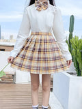 Women's Plaid XS-2XL Fashion Designer Pleated Mini Skirts (Short)-Women's Fashion Designer Skirts-International Women's Clothing