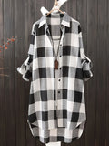 Women's Plaid Shirt 1-5XL Fashion Designer Long-Sleeve Tops (Plus Size)-Women's Fashion Designer Plus Size Long-Sleeve Tops-International Women's Clothing