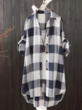 Women's Plaid Shirt 1-5XL Fashion Designer Long-Sleeve Tops (Plus Size)-Women's Fashion Designer Plus Size Long-Sleeve Tops-International Women's Clothing