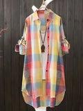 Women's Plaid Shirt 1-5XL Fashion Designer Long-Sleeve Tops (Plus Size)-Women's Fashion Designer Plus Size Long-Sleeve Tops-International Women's Clothing