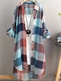 Women's Plaid Shirt 1-5XL Fashion Designer Long-Sleeve Tops (Plus Size)-Women's Fashion Designer Plus Size Long-Sleeve Tops-International Women's Clothing