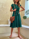 Women's Pleated A-Line Fashion Designer S-L Dresses (Midi)