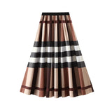 Women's Pleated Plaid S-L Fashion Designer A-Line Skirts (Midi)