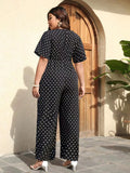 Women's Polka Dot 1-4XL Playsuits Fashion Designer Rompers (Plus Size)