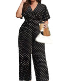 Women's Polka Dot 1-4XL Playsuits Fashion Designer Rompers (Plus Size)