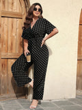 Women's Polka Dot 1-4XL Playsuits Fashion Designer Rompers (Plus Size)