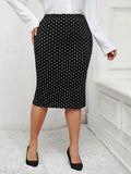 Women's Polka Dot 1-5XL Fashion Designer Bodycon Midi Skirts (Plus Size)