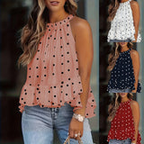 Women's Polka Dot Halter Neck Fashion Designer 1-5XL Singlets (Plus Size)