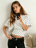 Women's Polka Dot S-L Blouse Crop Tops Fashion Designer T-Shirts-Women's Tops Fashion Designer T-Shirts / Blouses-International Women's Clothing