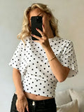 Women's Polka Dot S-L Blouse Crop Tops Fashion Designer T-Shirts-Women's Tops Fashion Designer T-Shirts / Blouses-International Women's Clothing