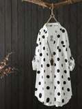 Women's Polka Dot Shirt 3-5XL Fashion Designer Long-Sleeve Tops (Plus Size)