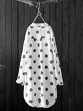 Women's Polka Dot Shirt 3-5XL Fashion Designer Long-Sleeve Tops (Plus Size)