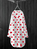 Women's Polka Dot Shirt 3-5XL Fashion Designer Long-Sleeve Tops (Plus Size)