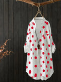 Women's Polka Dot Shirt 3-5XL Fashion Designer Long-Sleeve Tops (Plus Size)-Women's Fashion Designer Plus Size Long-Sleeve Tops-ORANGE RED-Women&#x27;s fashion designer plus size clothes