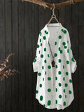 Women's Polka Dot Shirt 3-5XL Fashion Designer Long-Sleeve Tops (Plus Size)