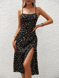 Women's Polka Dot Spaghetti Corset Fashion Designer Dresses (Midi)-Women's Fashion Designer Dresses