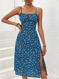 Women's Polka Dot Spaghetti Corset Fashion Designer Dresses (Midi)-Women's Fashion Designer Dresses