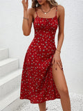 Women's Polka Dot Spaghetti Corset Fashion Designer Dresses (Midi)-Women's Fashion Designer Dresses