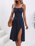 Women's Polka Dot Spaghetti Corset Fashion Designer Dresses (Midi)-Women's Fashion Designer Dresses