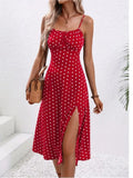 Women's Polka Dot Spaghetti Corset Fashion Designer Dresses (Midi)-Women's Fashion Designer Dresses