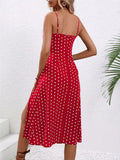 Women's PolkaDot Spaghetti Corset S-XL Fashion Designer Dresses (Midi)-Women's Fashion Designer Dresses-International Women's Clothing
