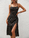 Women's PolkaDot Spaghetti Corset S-XL Fashion Designer Dresses (Midi)-Women's Fashion Designer Dresses-International Women's Clothing