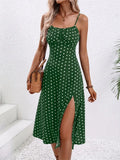 Women's PolkaDot Spaghetti Corset S-XL Fashion Designer Dresses (Midi)-Women's Fashion Designer Dresses-International Women's Clothing