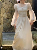 Women's Princess Style Elegant White Fashion Designer Chiffon Dresses (Midi)