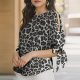 Women's Printed Fashion 2-5XL Designer Bow T-Shirts (Plus Size)-Women's Tops Fashion Designer Plus Size T-Shirts / Blouses-C-Gray-Women&#x27;s fashion designer plus size clothes