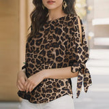 Women's Printed Fashion 2-5XL Designer Bow T-Shirts (Plus Size)-Women's Tops Fashion Designer Plus Size T-Shirts / Blouses-C-Brown-Women&#x27;s fashion designer plus size clothes