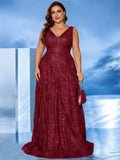 Women's Prom Cocktail Fashion Designer 2-4XL Long Dresses (Plus Size)-Women's Fashion Designer Plus Size Dresses-Burgundy-Women&#x27;s fashion designer plus size clothes