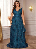 Women's Prom Cocktail Fashion Designer 2-4XL Long Dresses (Plus Size)-Women's Fashion Designer Plus Size Dresses-Teal Blue-Women&#x27;s fashion designer plus size clothes