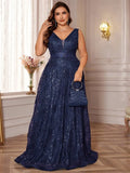 Women's Prom Cocktail Fashion Designer 2-4XL Long Dresses (Plus Size)-Women's Fashion Designer Plus Size Dresses-Navy Blue-Women&#x27;s fashion designer plus size clothes