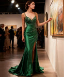 Women's Prom Fashion Designer Lace Applique Satin Dresses (Long)